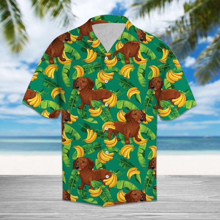 Tropical Banana Dachshund Hawaiian Shirt Summer Button Up For Men, Women, Couple