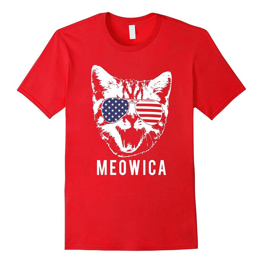 “Meowica” Funny Patriotic Cat 4th of July T-shirt