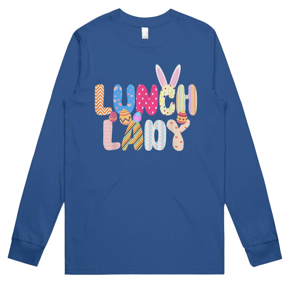 Bunny Lunch Lady Funny Egg Easter Day Floral Long Sleeve T Shirts