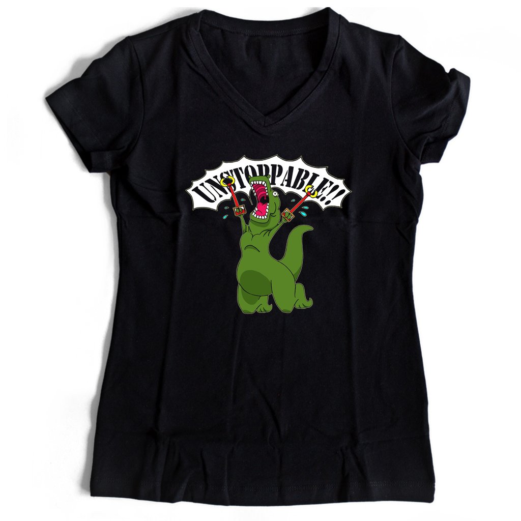 Unstoppable Dinosaur Women’s V-Neck Tee T-Shirt