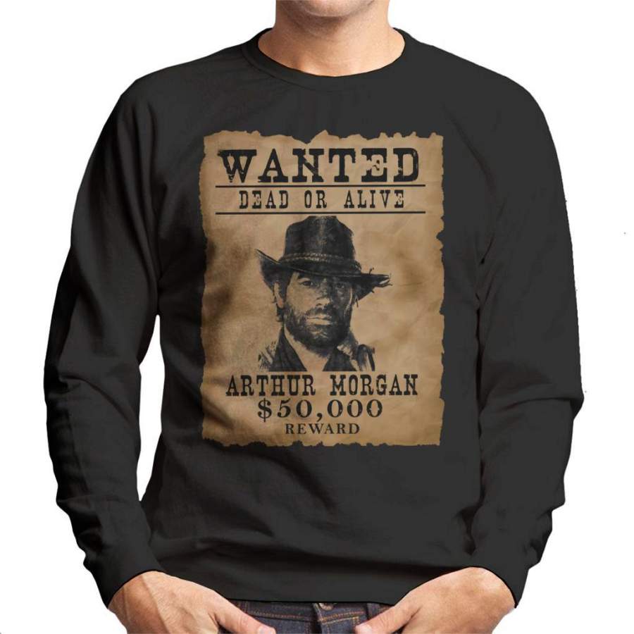 Dead Redemption Arthur Morgan Wanted Poster Men’s Sweatshirt