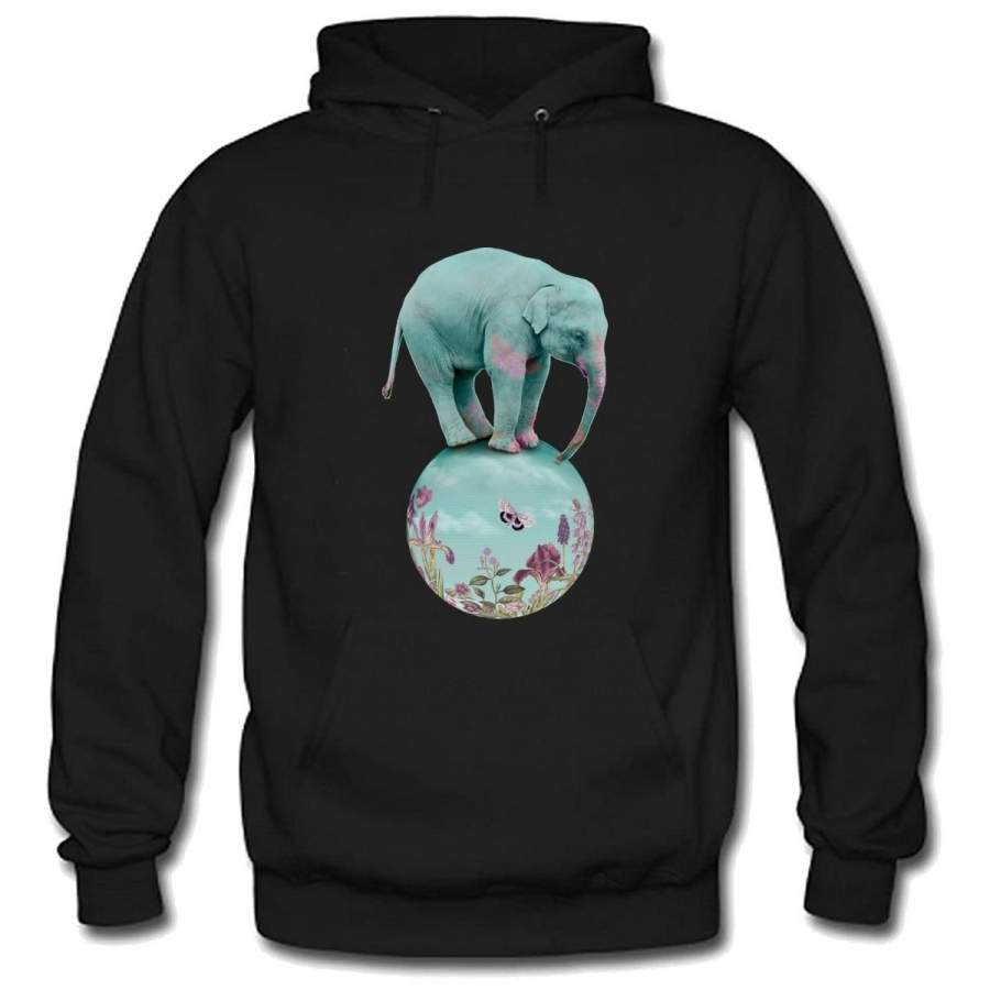 Vintage Elephant Fleece Hooded Mens Hoodies Sweatshirt