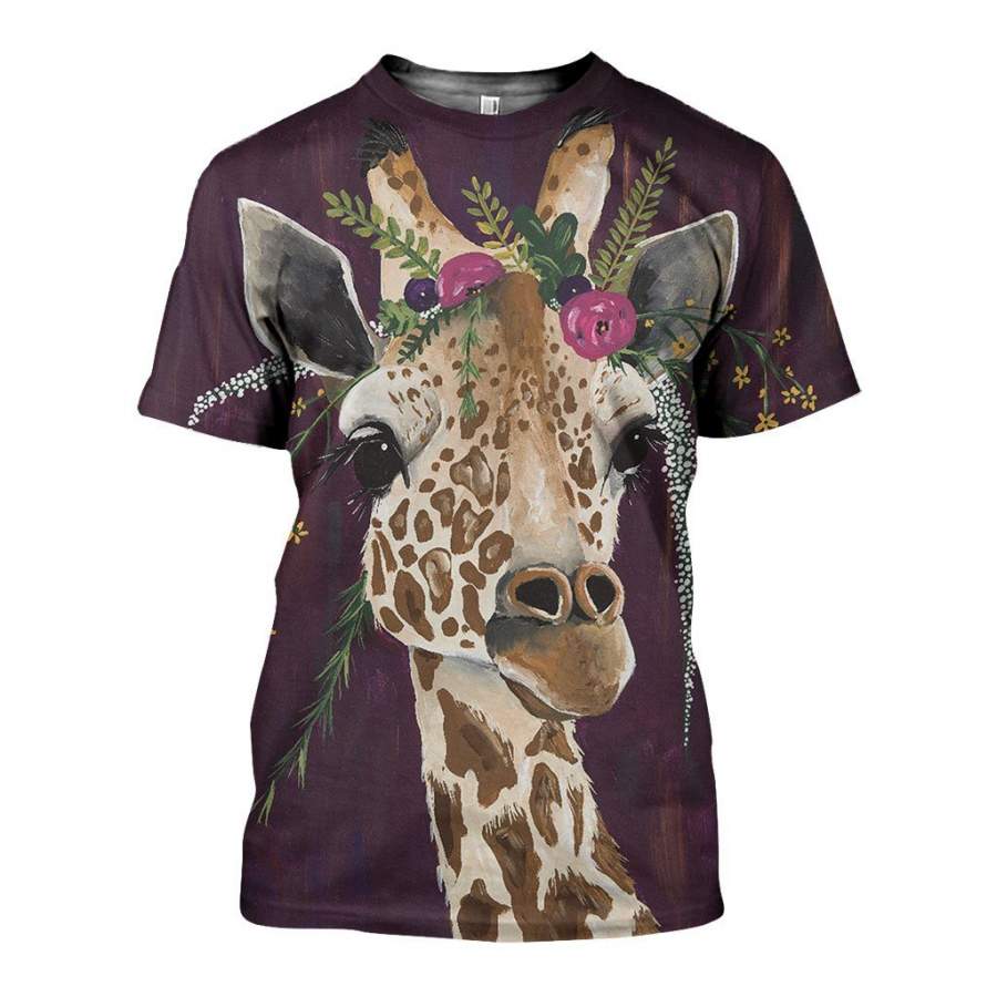 3D All Over Printed Giraffe Art Shirts And Shorts