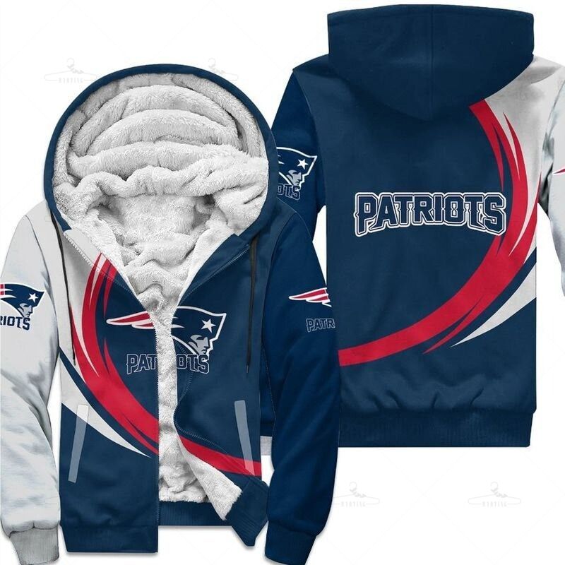 New England Patriots Fleece Jacket 3D Curve Great Fleece Hoodie