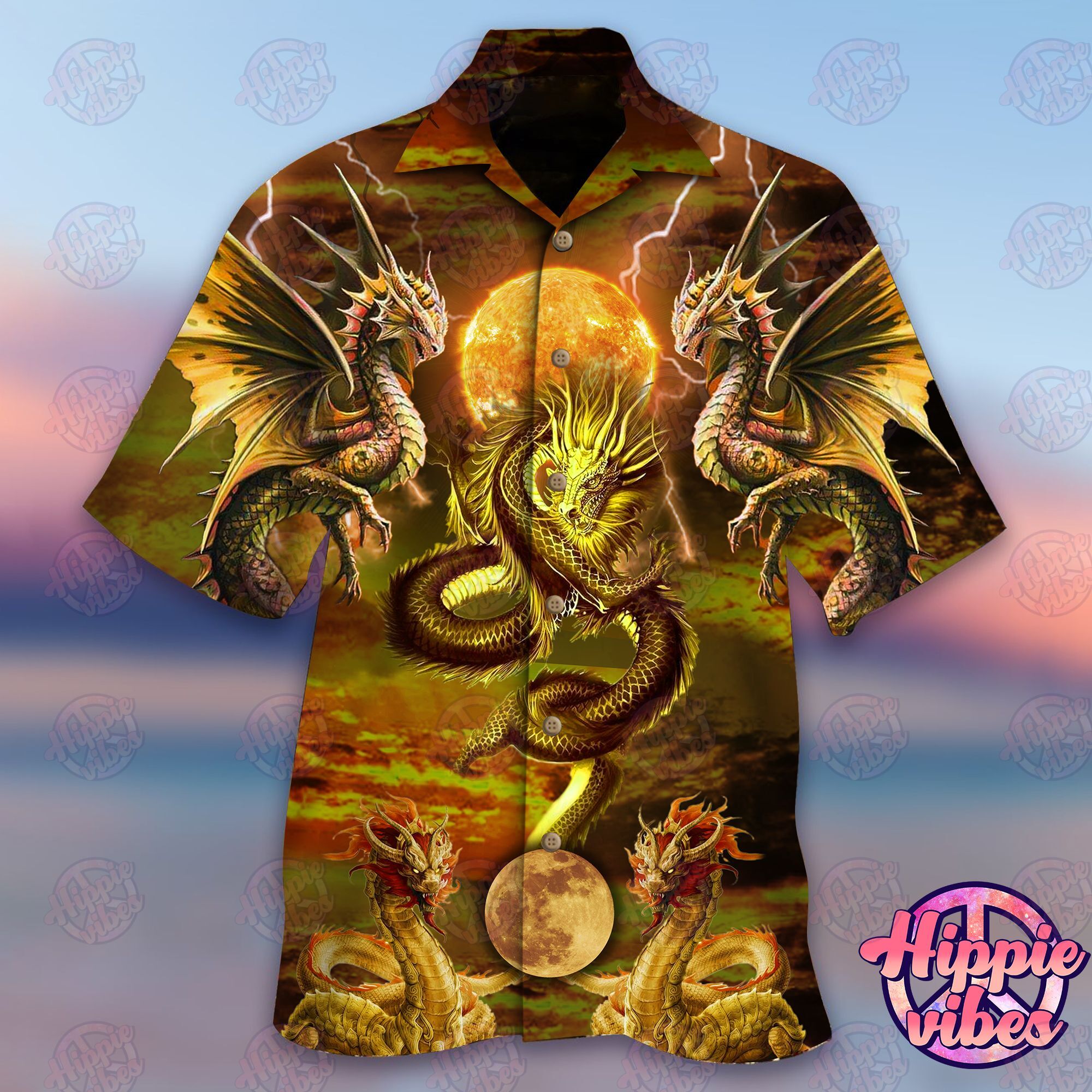 Golden Dragon Hawaiian Shirt Ha77479