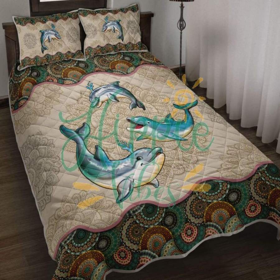 Dolphin mandala QUILT BED SET