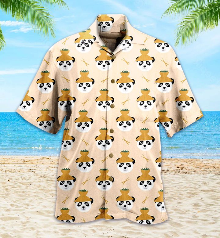 Panda Orange 3D Hawaiian Shirt