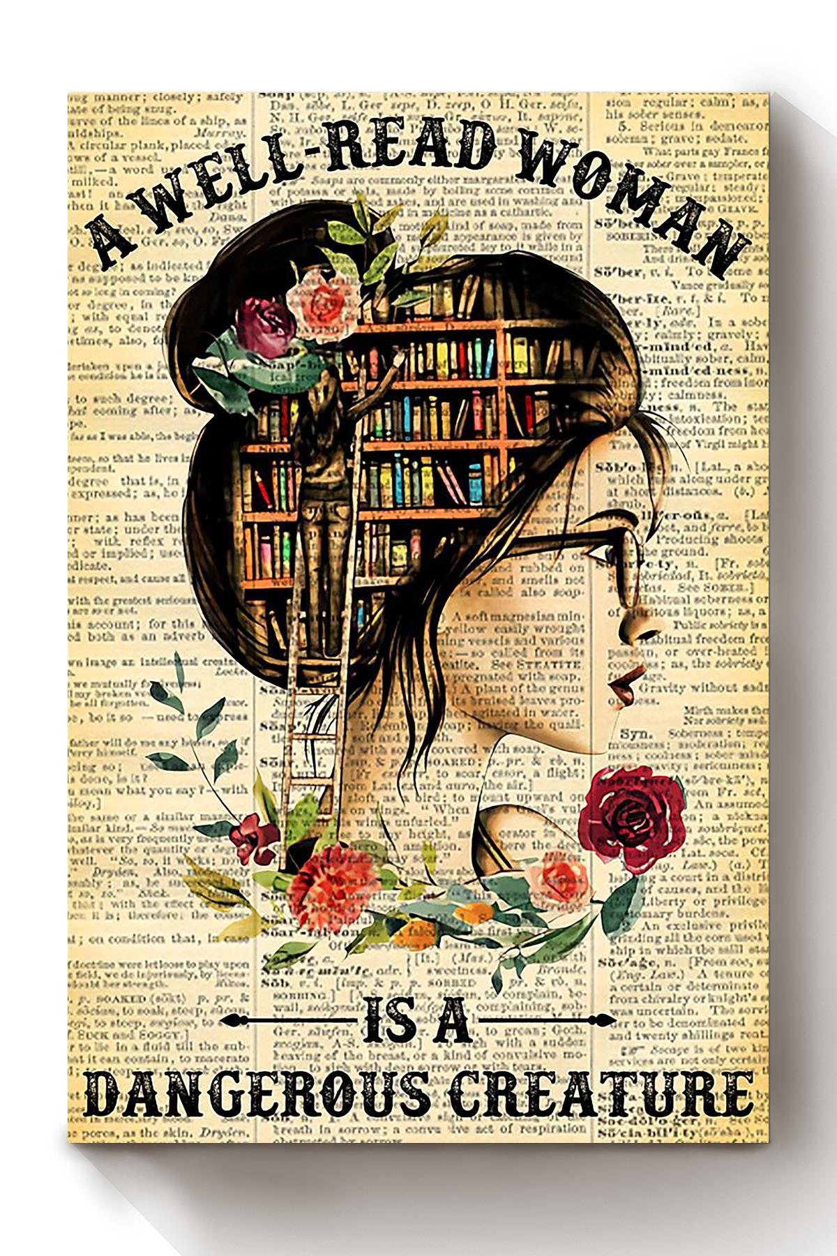 A Well Read Woman Is Dangerous Girls Wall Decor Gift For International Women Day Home Decor Girlfriend Valentine Day Canvas