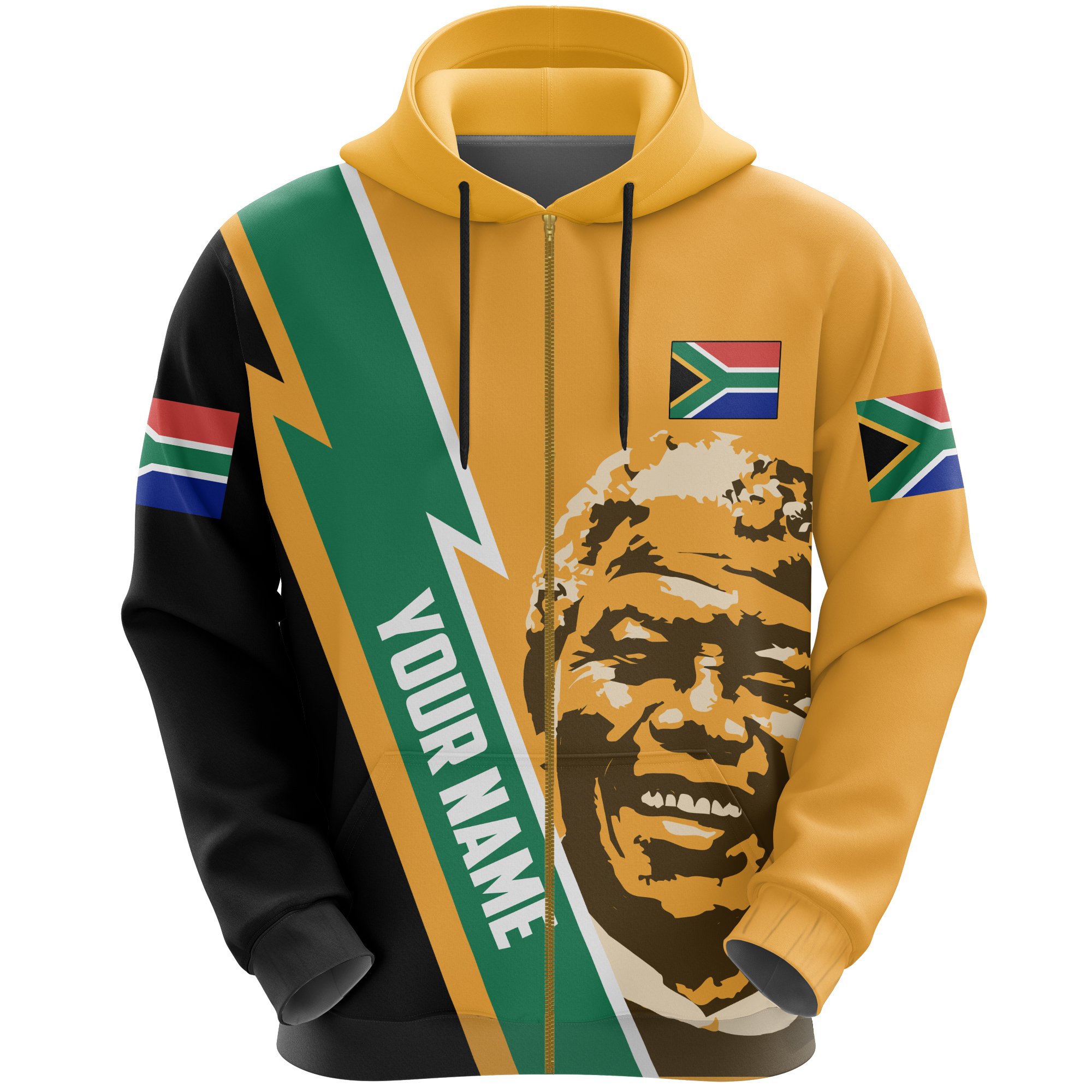 (Custom) South Africa All Over Hoodie Zip – Nelson Mandela Flag A10