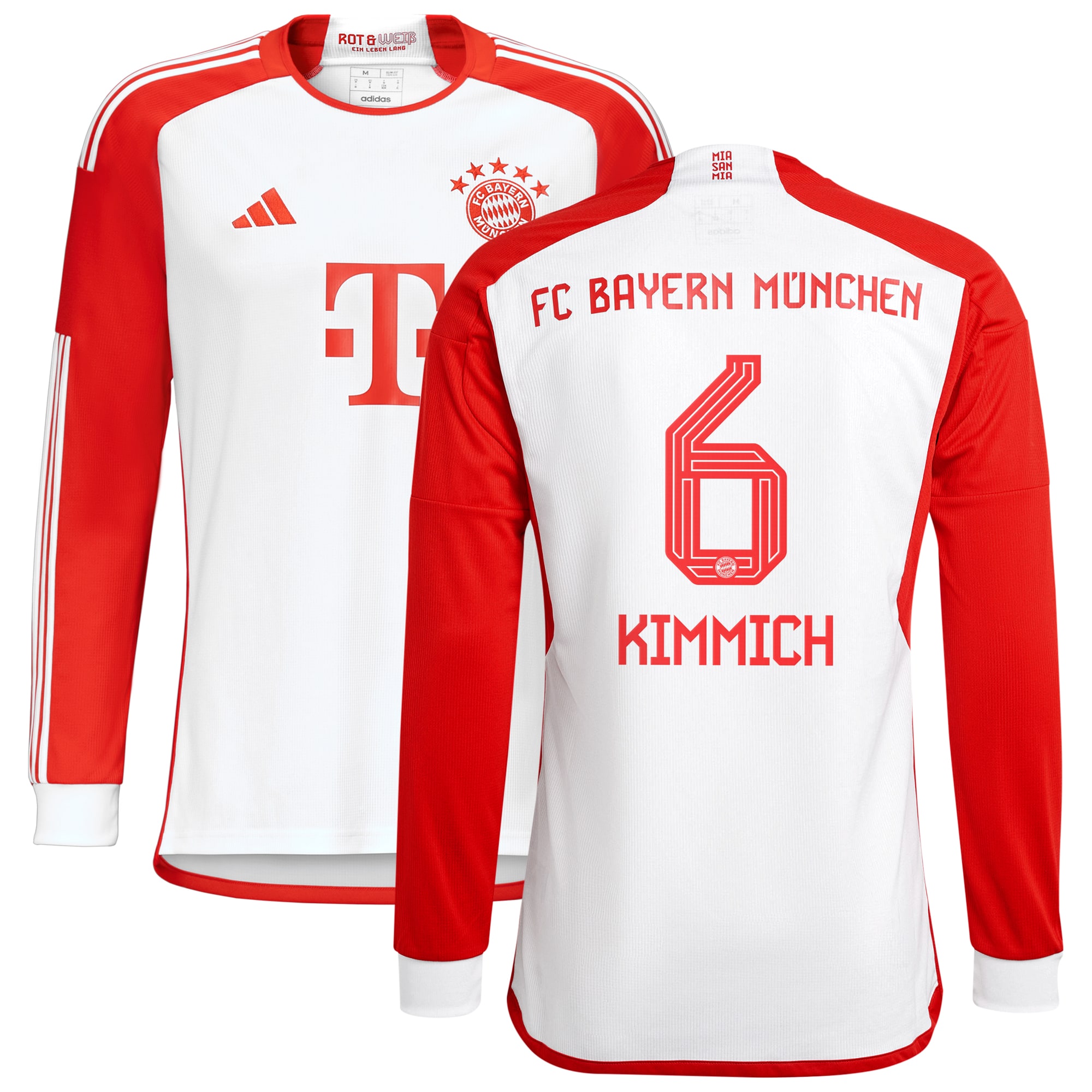 Joshua Kimmich Bayern Munich 2023/24 Home Replica Long Sleeve Jersey – White