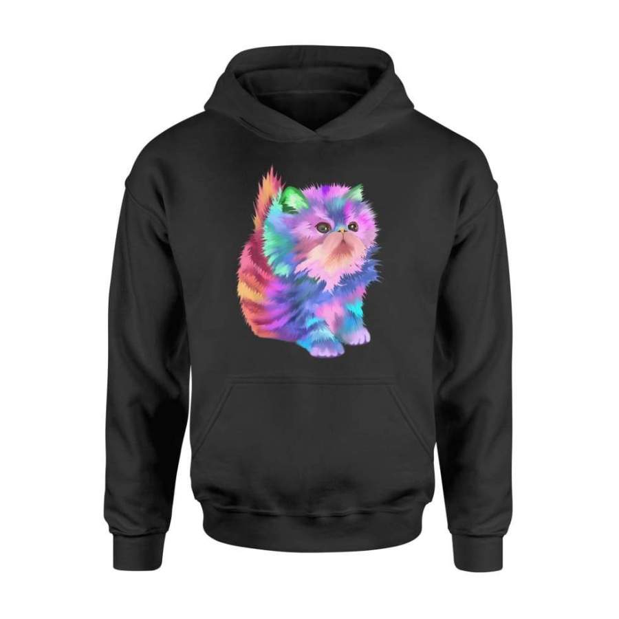 Colorful Cute Funny Rainbow Kitten Rave EDM Cat Shirt – Standard Hoodie