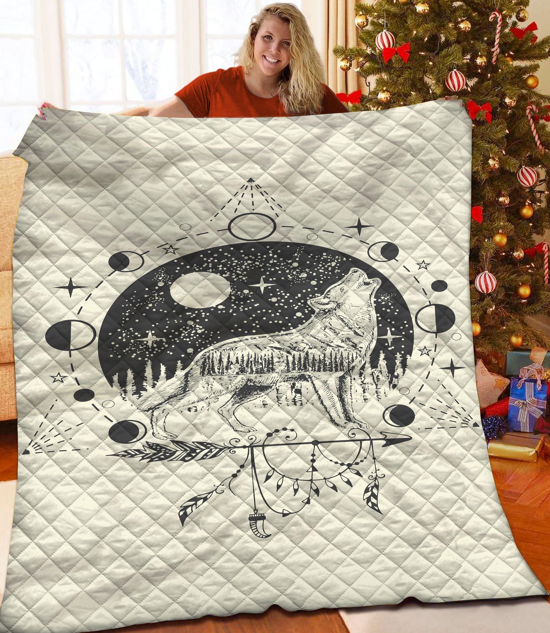 Wolf And Moon – Star Animal Quilt Blanket