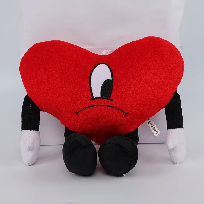 Un Verano Sin Ti Bad Cute Bunny Plush Toy Soft Stuffed Animal Red Heart Hip Hop Rapper Plushie Pillow Doll Fans Merch Gifts 25cm alx