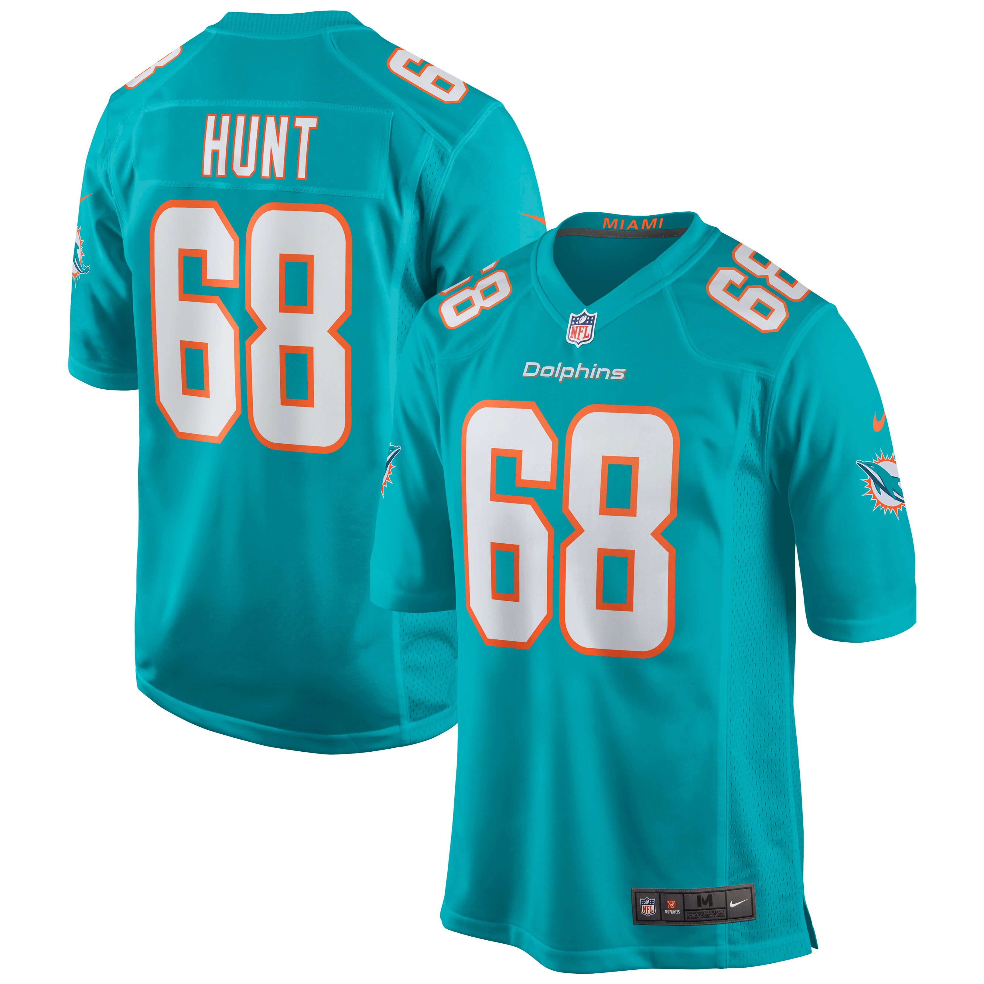 Men’s Miami Dolphins Robert Hunt Aqua Game Jersey