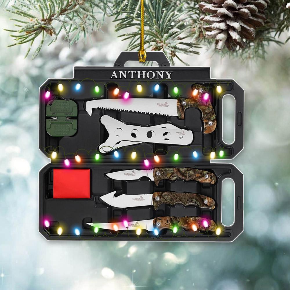 Personalized Flat Ornament For Hunters, Field Dressing Kit Hunting Knife Set, Name & Camo Patterns Can Be Changed