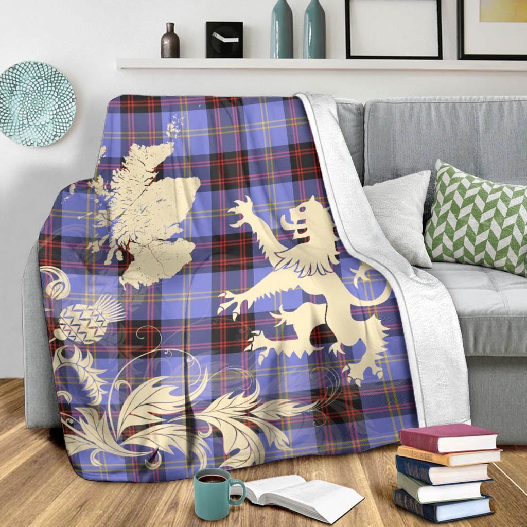 Tartan Blanket Rutherford Tartan Scotland Lion Thistle Map Plaid Blanket