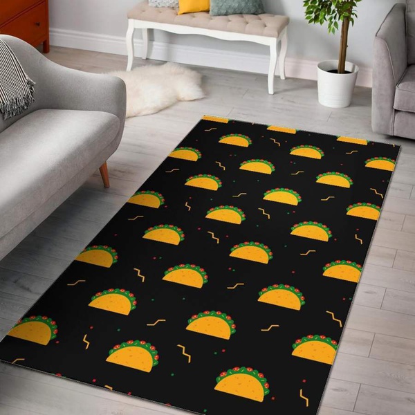 Black Taco Pattern Print Area Rug