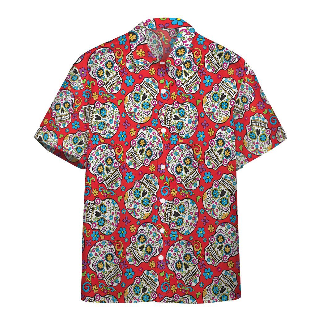 Sugar Skull Folkloric Hawaii Shirt Ha89356