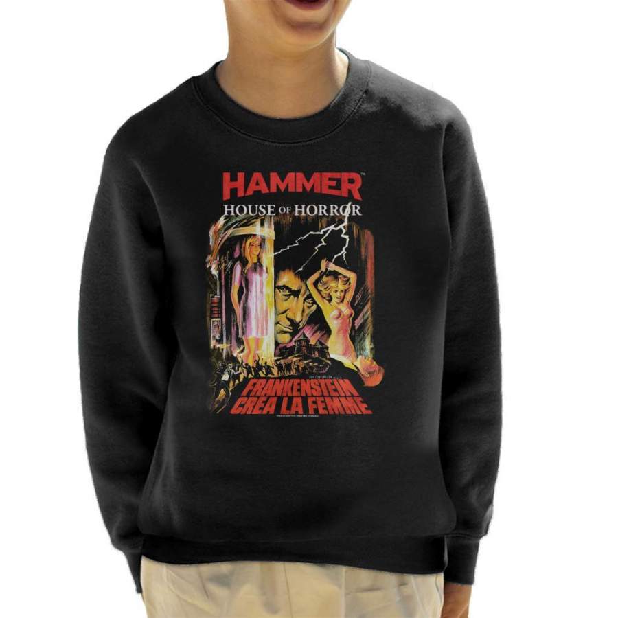 Hammer Frankenstein Crea La Femme Poster Kid’s Sweatshirt