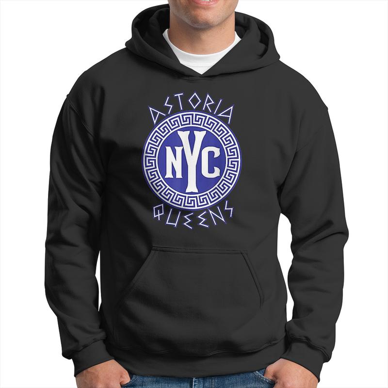 Astoria Queens Nyc Circle With Greek Style Text V2 Men Hoodie Graphic Print Hooded Sweatshirt