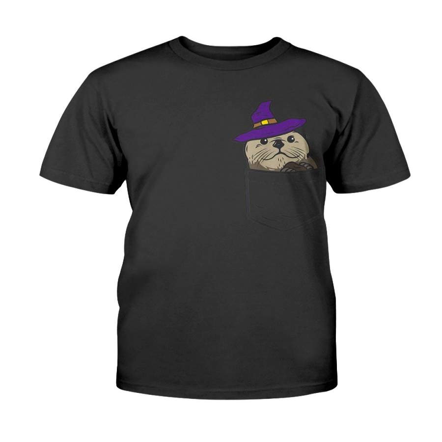 Pocket Otter Witch Hat Cute Halloween 2020 Animal Lover Gift T-Shirt