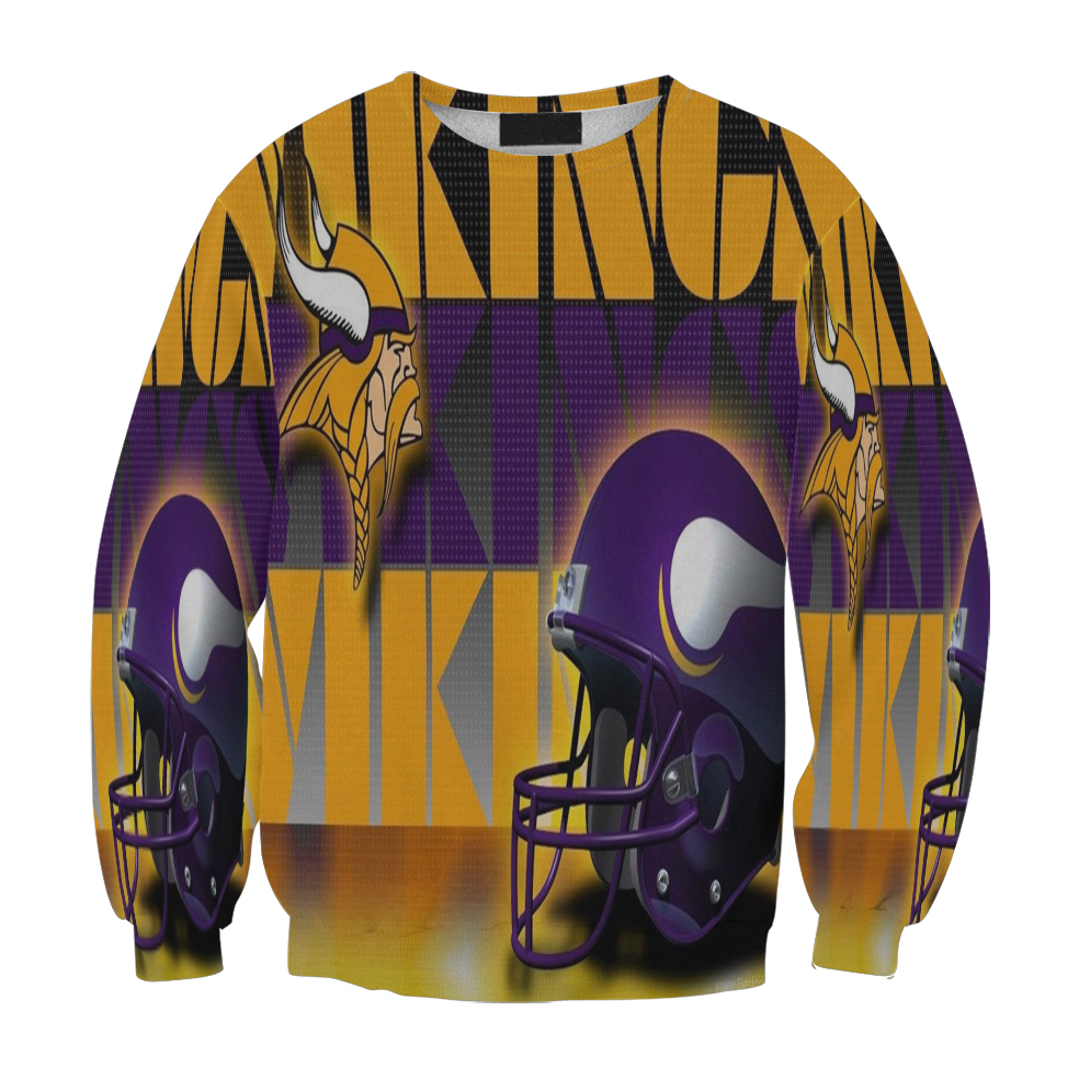 Minnesota Vikings Emblem Helmet Gift For Fan 3D Full Printing Sweatshirt