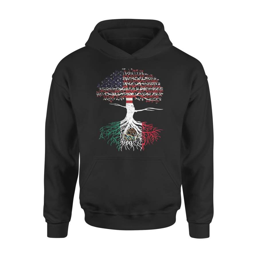 American Heart Mexican Roots Patriot USA Mexico Flag Tee Premium Hoodie