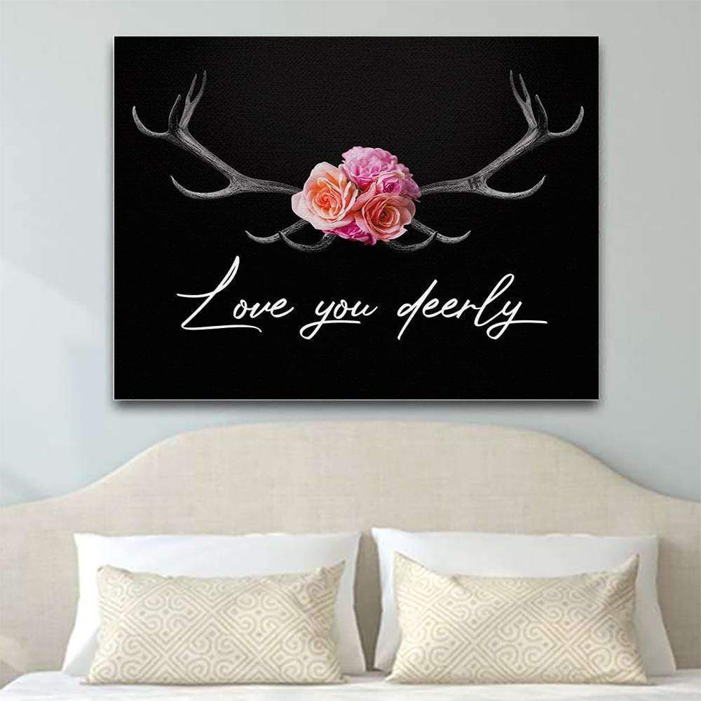 Love You Deerly Flower Canvas Prints