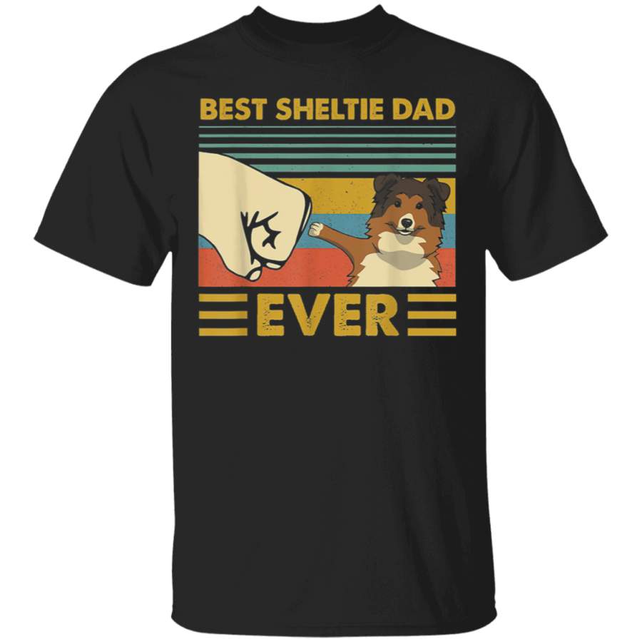 Best Sheltie Dad Ever Retro Vintage Sunset TShirt