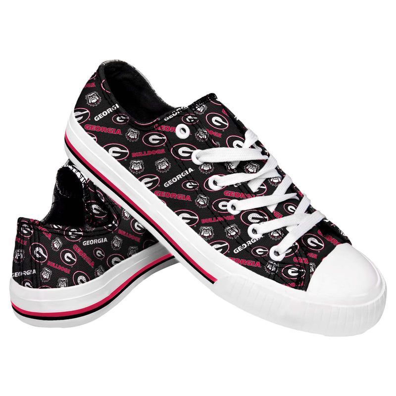 Georgia Bulldogs NCAA Womens Low Top Repeat Print Canvas Shoes