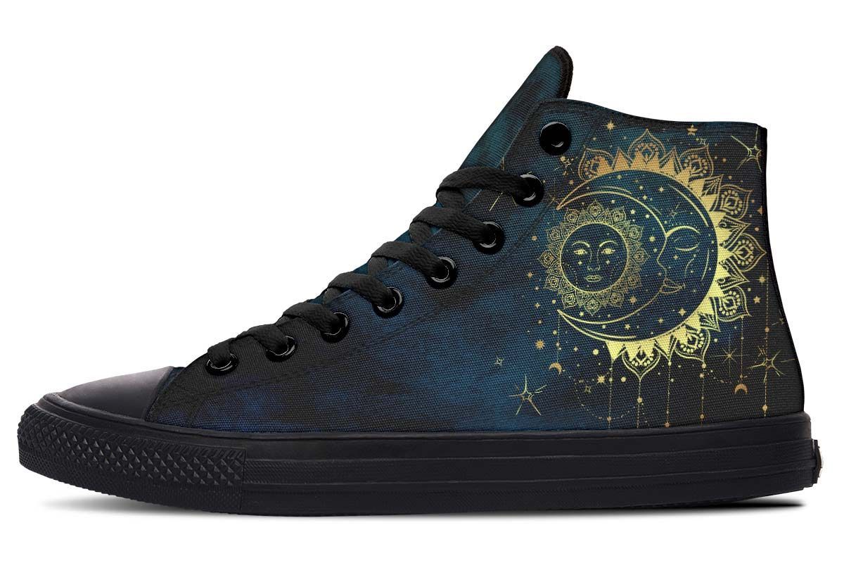 Antique Style Crescent Moon High Top Vans Shoes