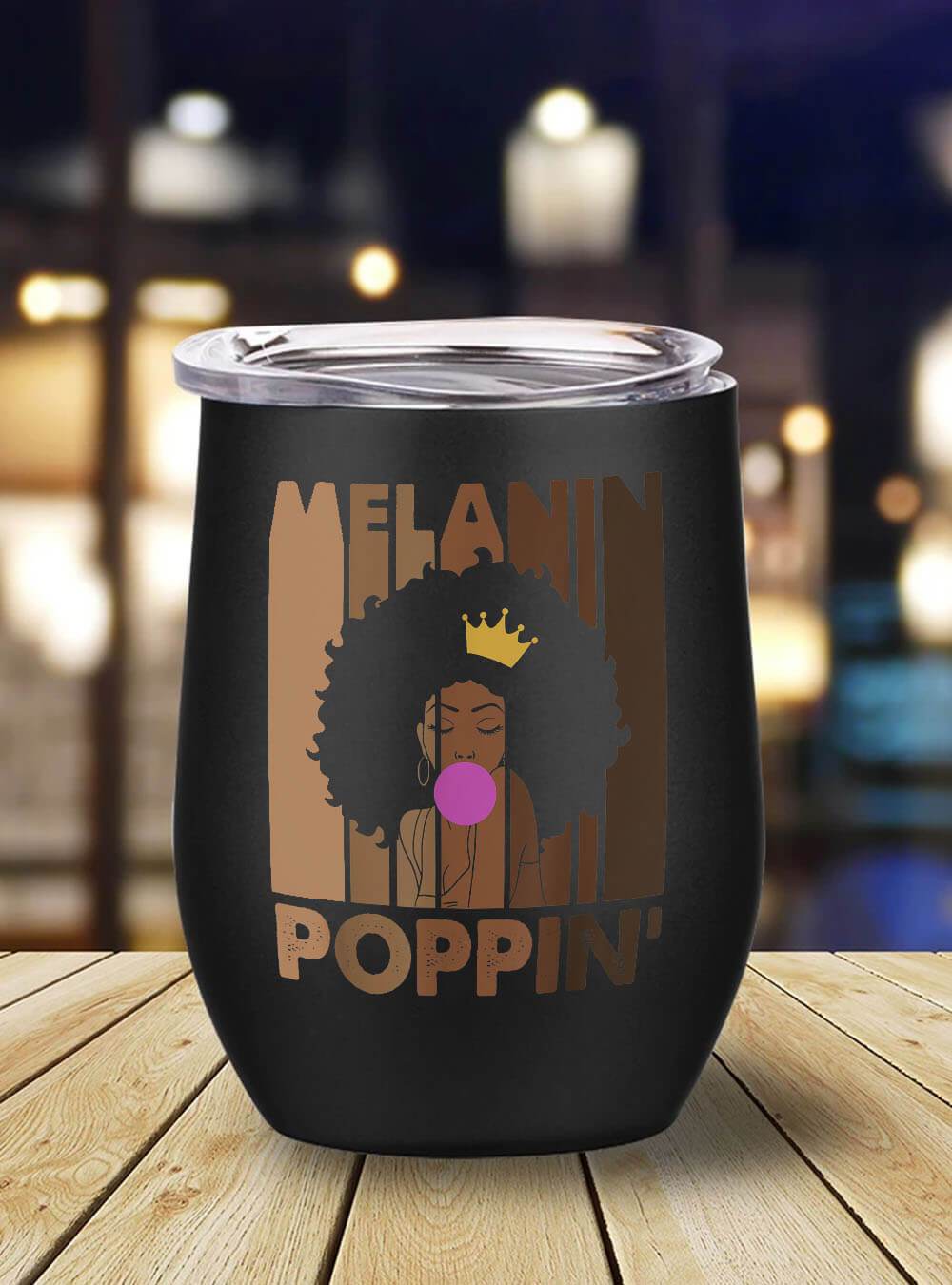 African American Tumbler Melanin Poppin Afrocentric Gift For Women African American Stainless Steel Wine Tumbler Mug Black History Gifts BPS1103