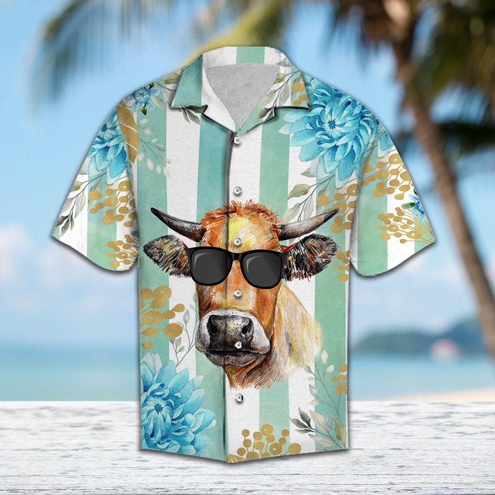 Tropical Cow Aloha Hawaiian Shirt Colorful Short Sleeve Summer Beach Casual Shirt For Men And Women