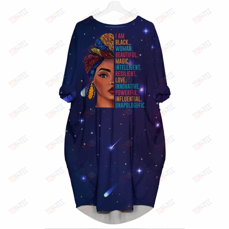 Temotee African Dress 34 – I Am Black Woman Beautiful Magic Intelligent 3D Dress Afro Girl Shirt African American Woman Gift Idea TMT7540