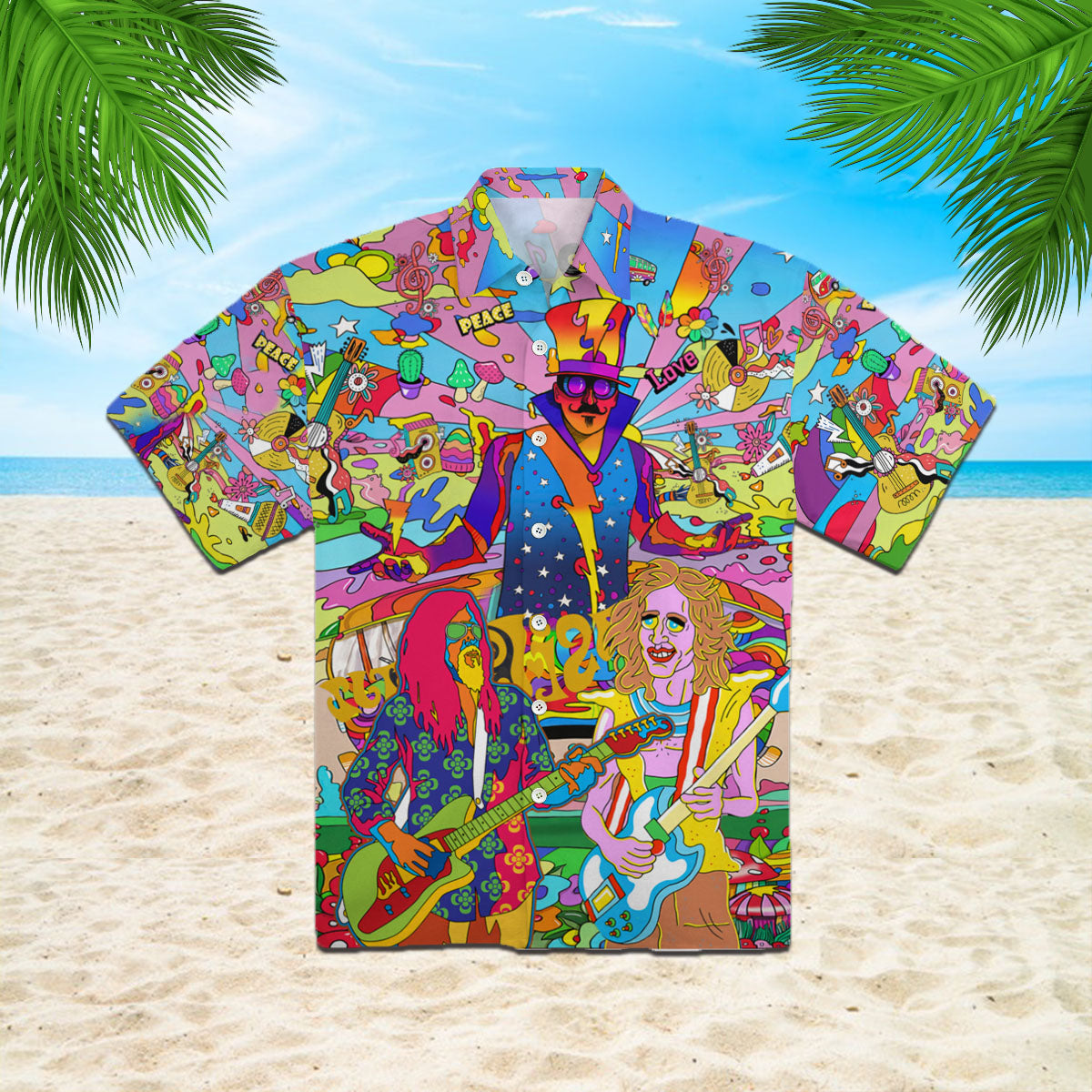 Oragontee Guitar Colorful Hippie Hawaii Shirt For Men Women Adult Ha105287