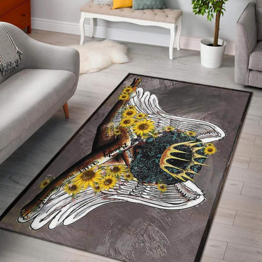 Angel Black Queen Rug