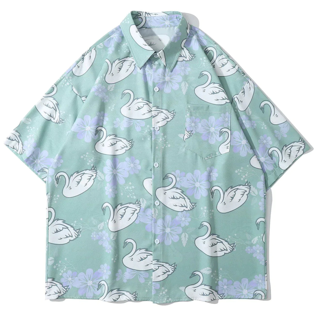 Talishko™ – Swan Full Print Short-Sleeved Shirt