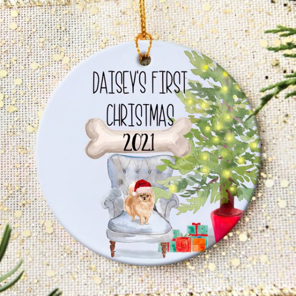 Personalized Pomeranian Puppy’S First Christmas Ornament, Pomeranian Ornament