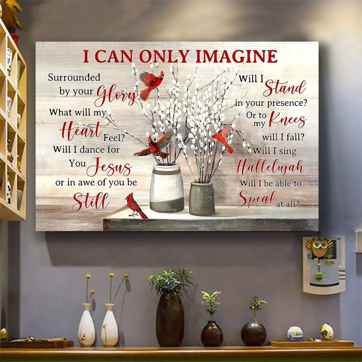 & Canvas |  I Can Only Imagine, Cardinal Memorial Wall Art, Love In Heaven Canvas, Family Memorial Canvas, Wall Art Decor, Home Decor