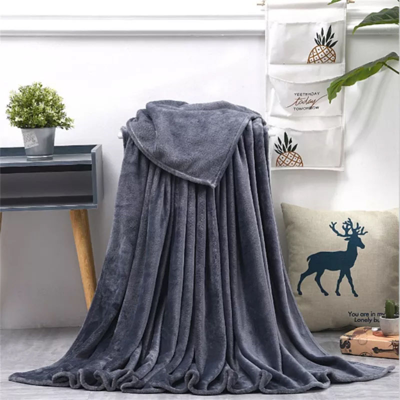 Soft Warm Coral Fleece Flannel Blankets for Beds Faux Fur Mink Throw Solid Color Sofa Cover Bedspread Winter Plaids Blankets alx