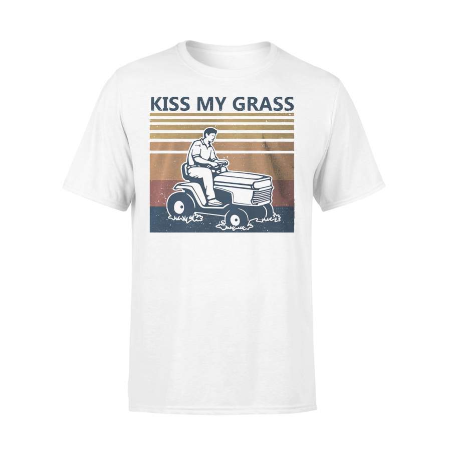 Farmer Mowing Kiss My Grass Vintage Retro T-shirt
