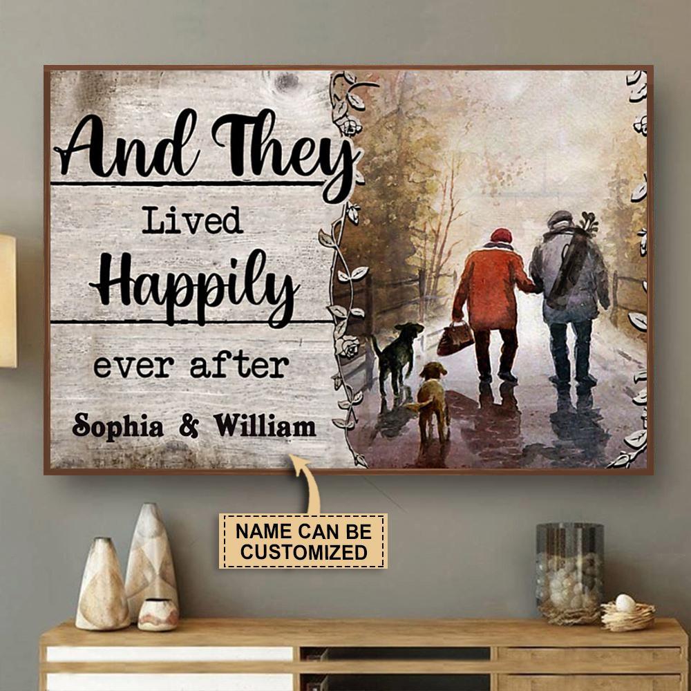 Aeticon Gifts Personalized Golf And They Lived Happily Ever After Canvas Mom Dad Gift Home Decor