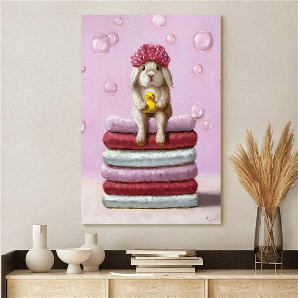 Baby Bunny Sitting On The Towl Easter Wall Art – Christian Canvas – Jesus Home Decor – Gift For Christian