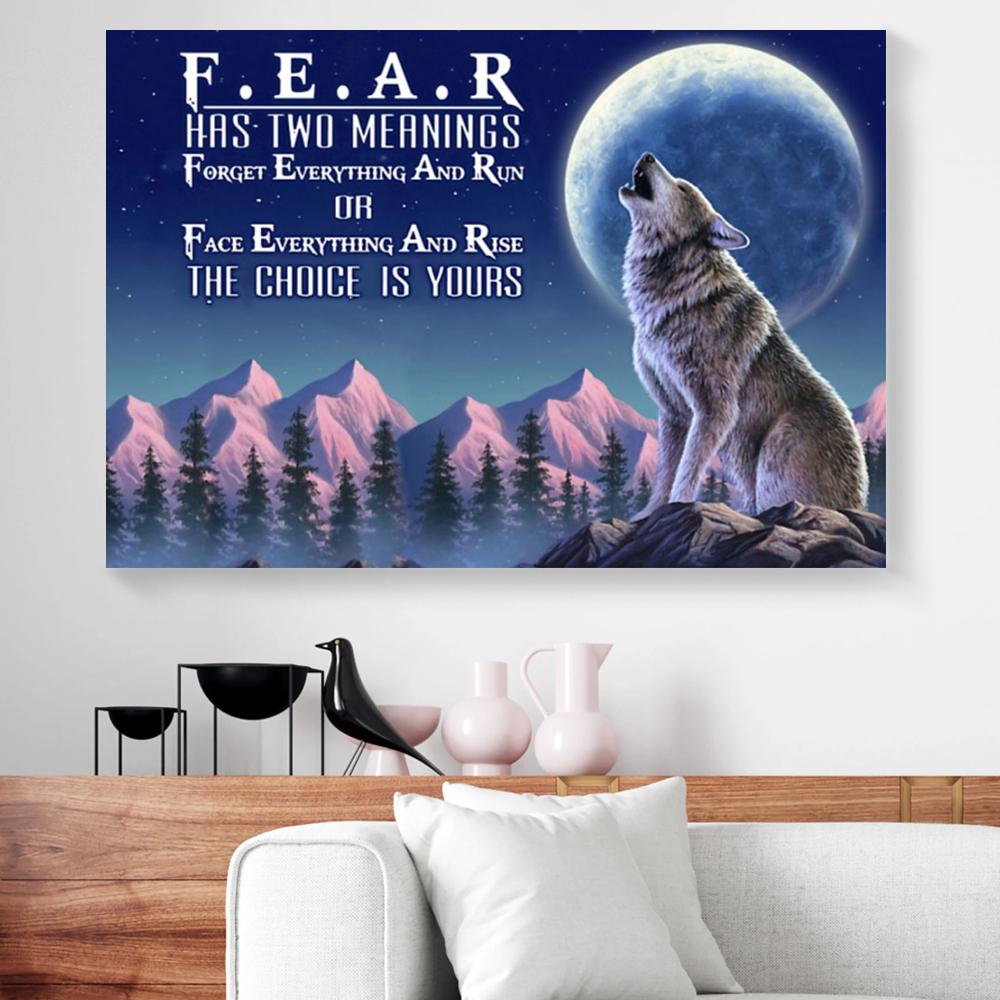 Canvas Prints Fear Has Two Meanings Wolf Horizontal Canvas Wall Art Pretty Canvas Home Decoration