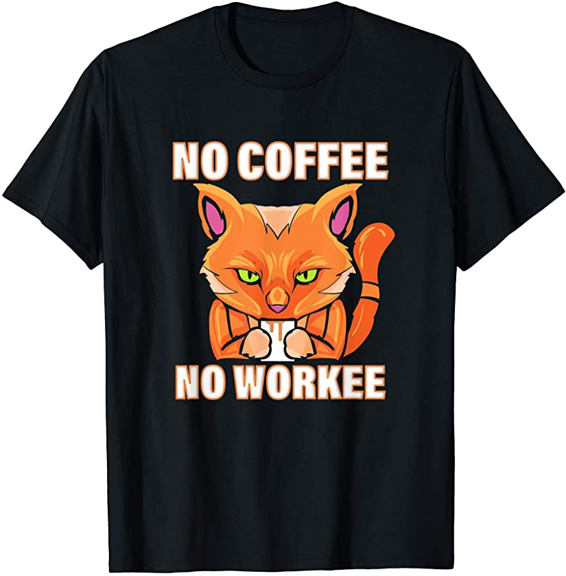 Barista Coffee Lover Cat Gift for Work Caffeine Funny Kitten T-Shirt