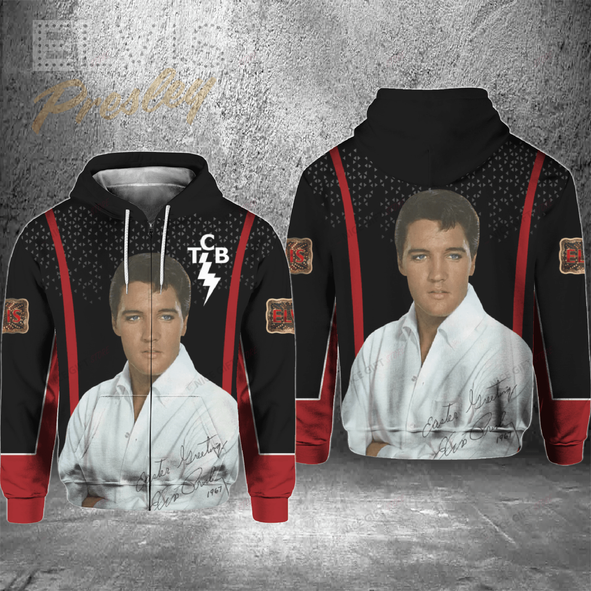 Elvis Presley Zip Hoodie 3D 3Zh-R3D4