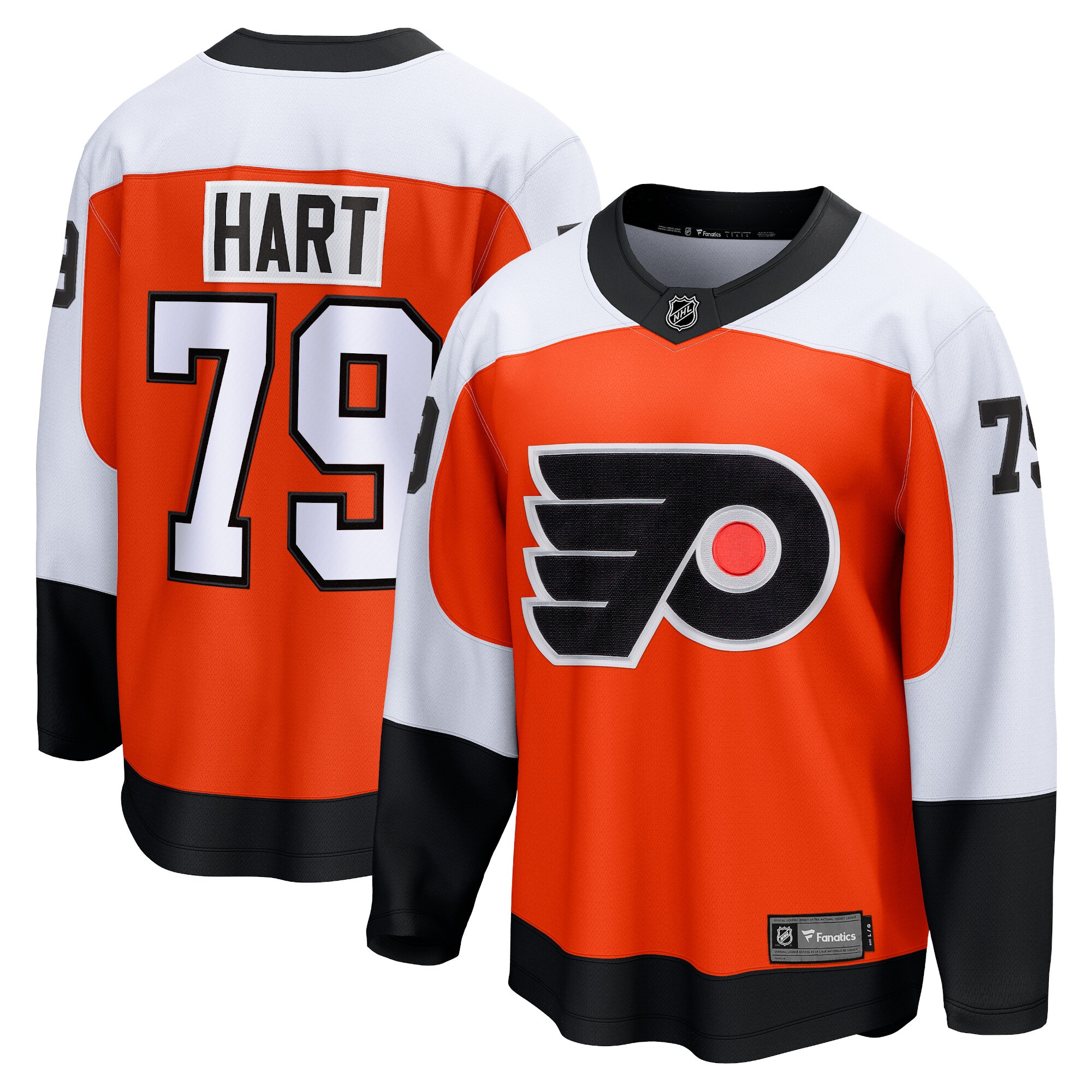 Men's Philadelphia Flyers Carter Hart Burnt Orange Home Premier Breakaway Player Jersey