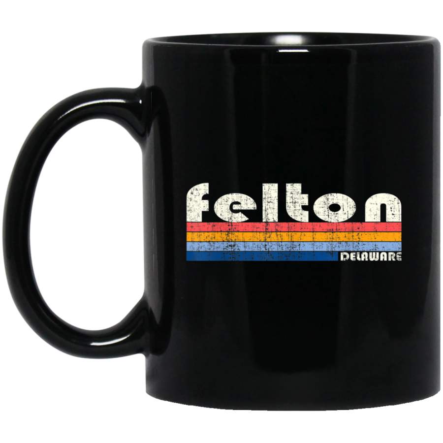 Vintage 70s 80s Style Felton DE Mug Black Mug