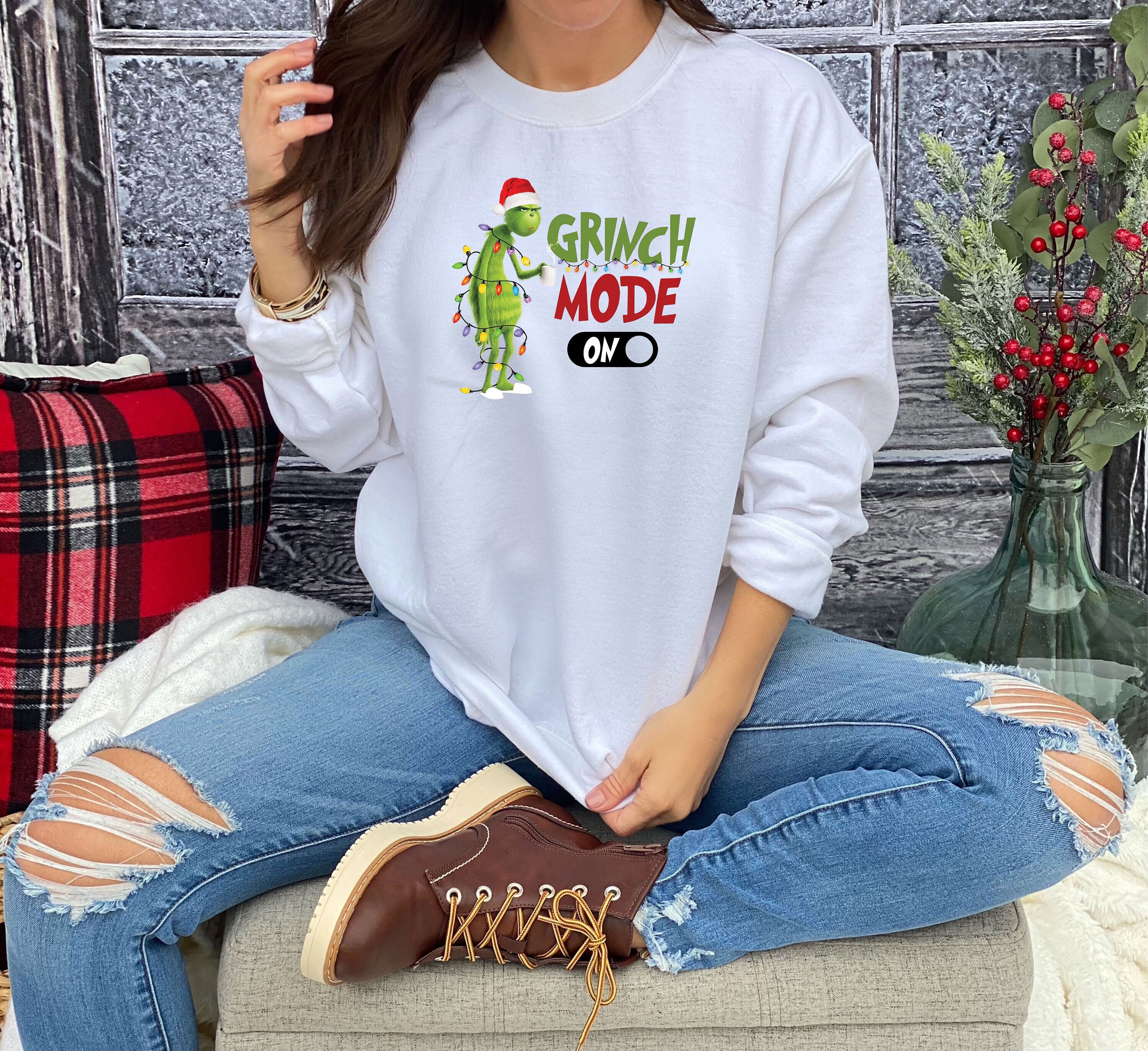 Grinch Mode On Sweatshirt, Funny Christmas Shirt, Xmas Tree Sweater, Grinch Stole Christmas, Grinchmas Sweatshirt, Merry Christmas