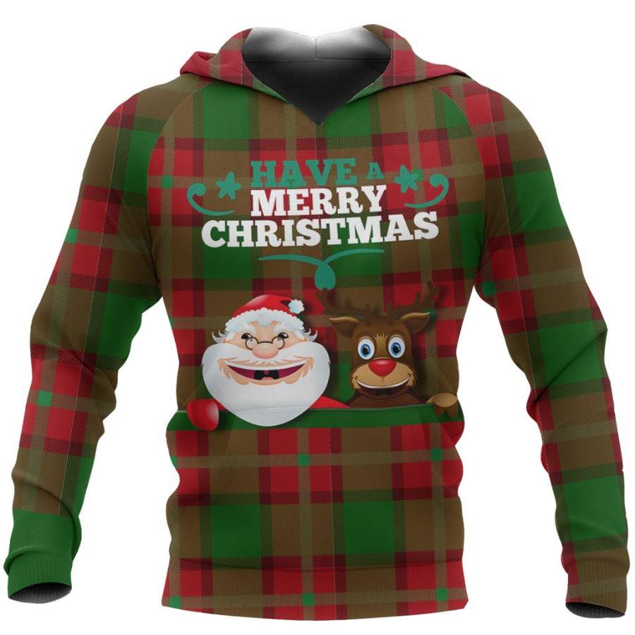 Ugly Christmas Hoodie Have A Merry Christmas Santa Claus Reindeer